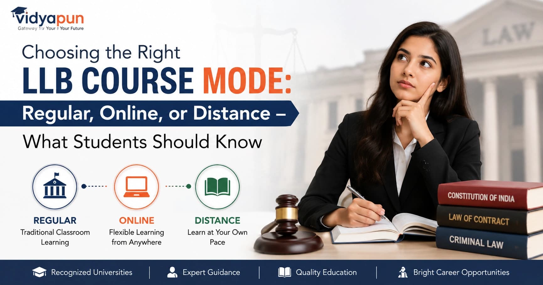 Choosing the Right LLB Course Mode: Regular, Online, or Distance – What Students Should Know