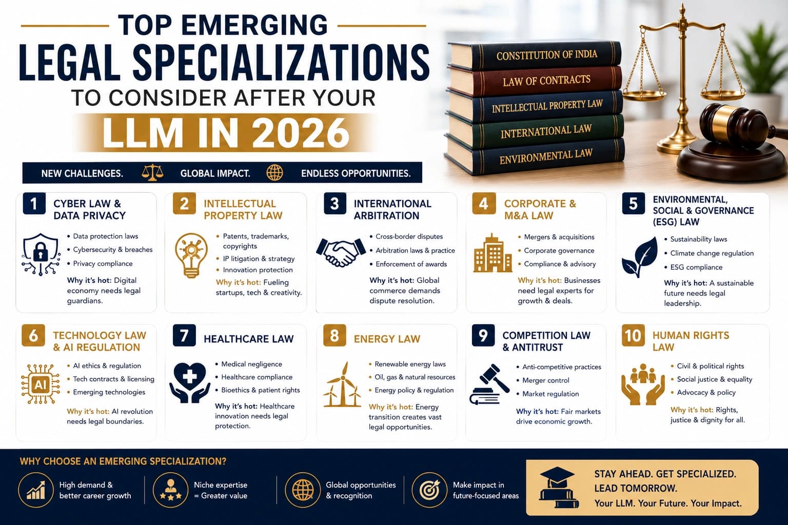 Top Emerging Legal Specializations to Consider After Your LLM in 2026
