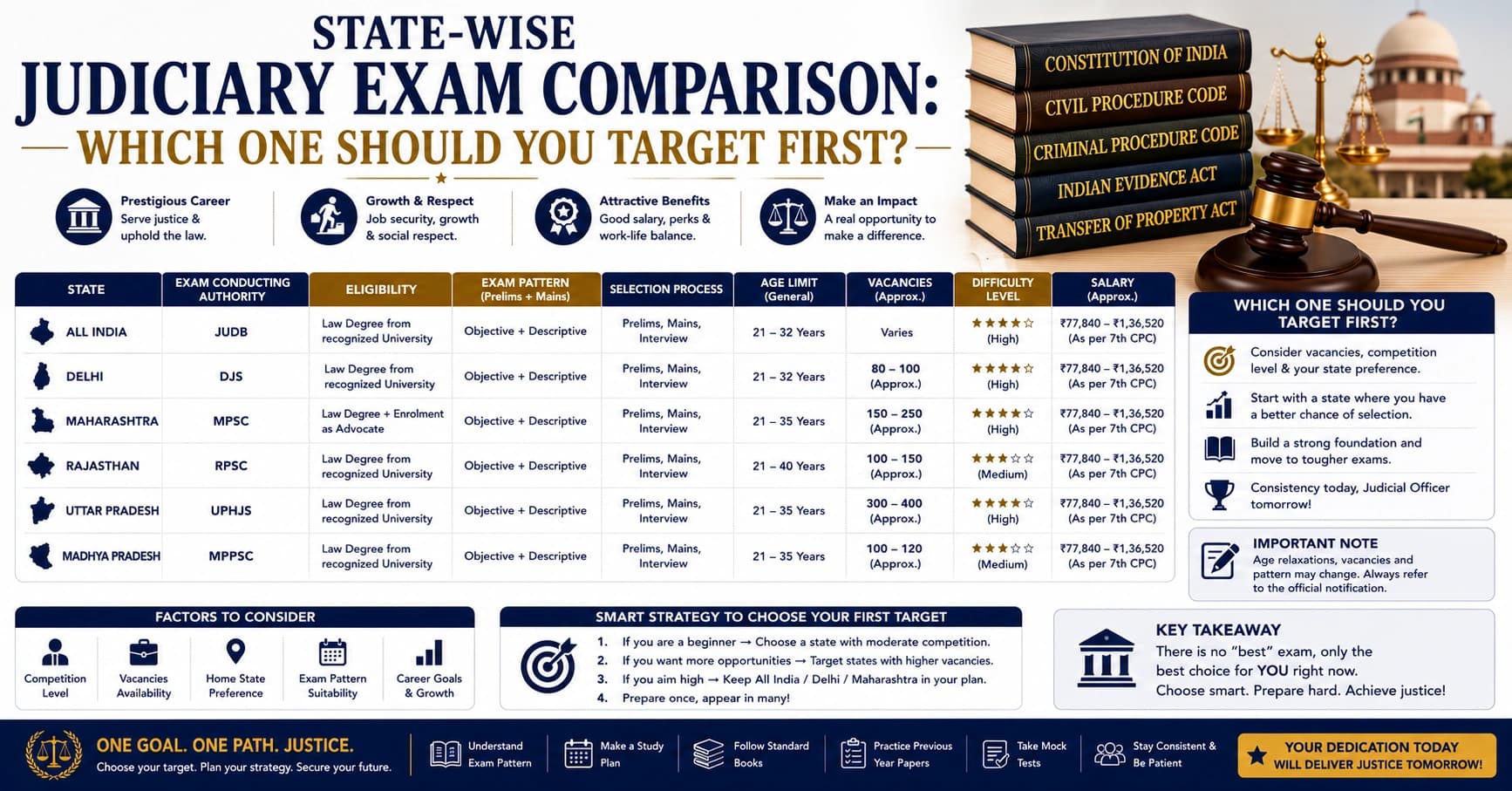 State-Wise Judiciary Exam Comparison: Which One Should You Target First?