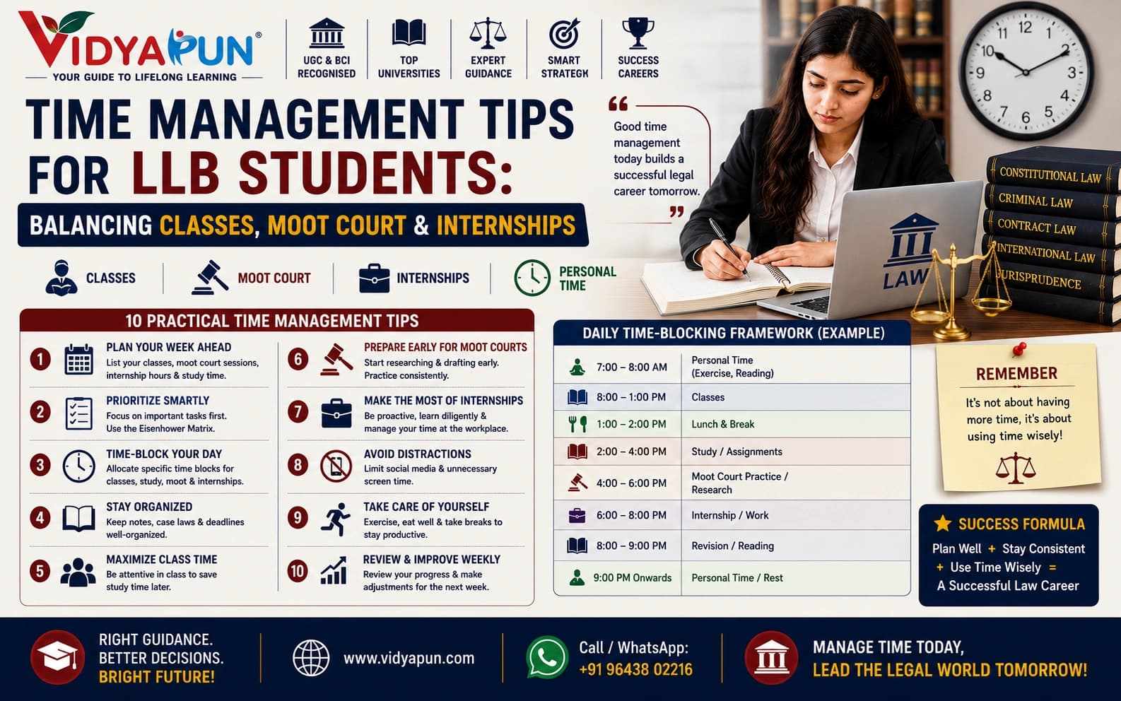 Time Management Tips for LLB Students: Balancing Classes, Moot Court & Internships