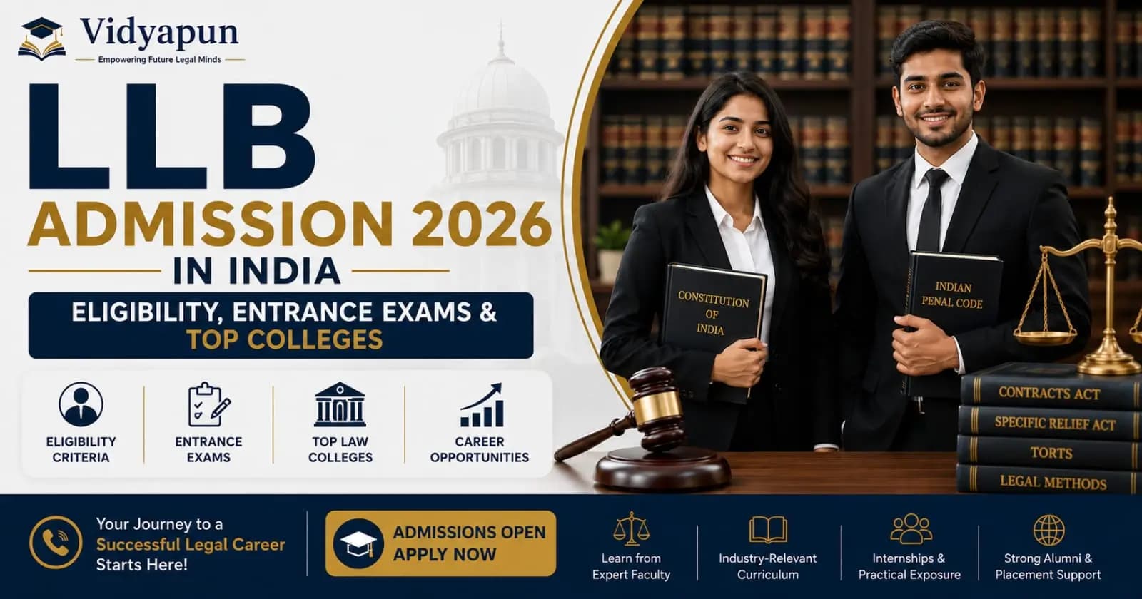 LLB Admission 2026: Eligibility, Exams & Top Colleges