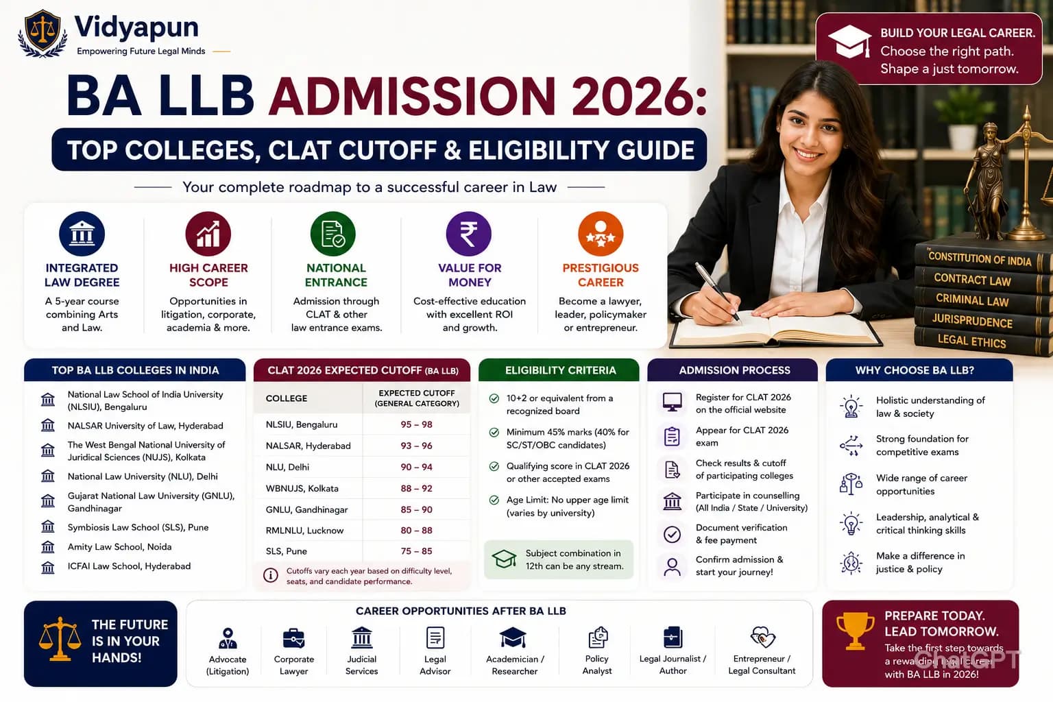 BA LLB Admission 2026: Top Colleges, CLAT Cutoff & Eligibility